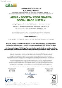 ARNIA MADE IN ITALY Cert ICILA COC 004751 FSC   ARNIA TEXTILE FASHION   Italian Sustainable Luxury