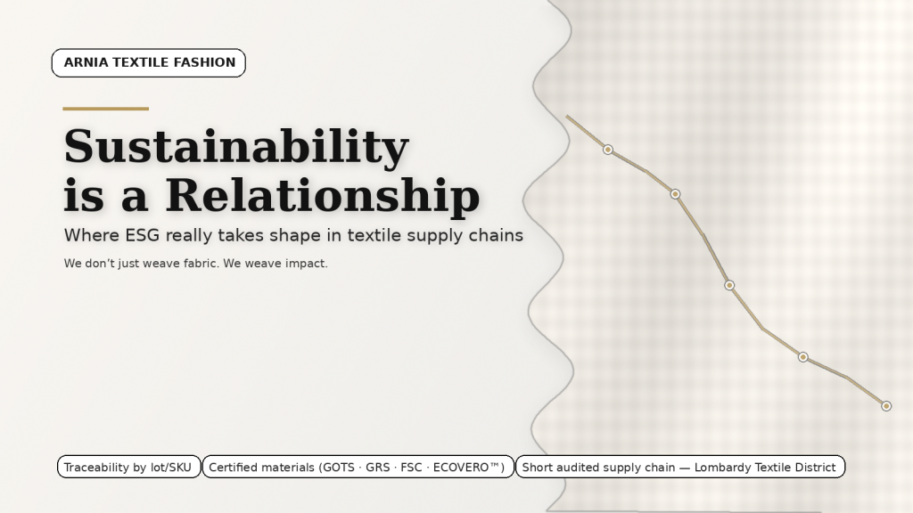 arniaheropremiumrelationshipesg ARNIA TEXTILE FASHION Italian Sustainable Luxury arnia hero premium relationship esg ARNIA TEXTILE FASHION Italian Sustainable Luxury