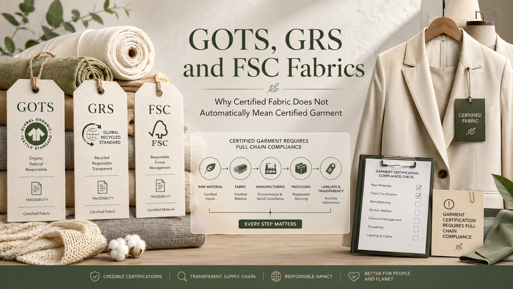 GOTS, GRS and FSC Fabrics: Why Certified Fabric Does Not Automatically Mean Certified Garment